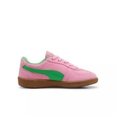 PUMA Palermo OG "Pink/Green" Preschool Girls\' Shoe View 1 Retro Pink Sports Sneakers, Retro Pink Sneakers For Sports, Pink Sneakers For School In Spring, Casual Pink Sneakers For Playtime, Puma Palermo, Preschool Girl, Soccer Stadium, Sneakers Puma, Bike Life