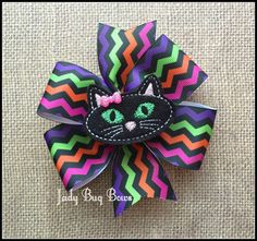 Black Cat Bow Cat Hair Bow Halloween Hair Bow by JadyBugBows Halloween Hair Bows, Cat Bow, Halloween Hair, Cat Hair, Black Cat