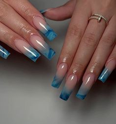 Summer Nail Designs Blue, Nail Designs Blue, Blue Marble Nails, Blue Ombre Nails, Summer Nail Designs, Professional Manicure, Nail Drills, Blue Acrylic Nails, Ombre Acrylic Nails