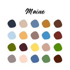 an image of many different colors in the shape of dots on a white background with text that reads maine