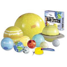 an assortment of solar system toys