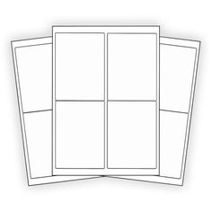 three blank cards with four different images on the front and one in the back side