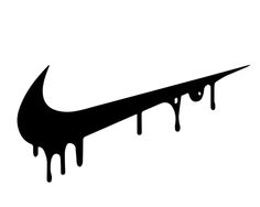 a black and white nike logo with dripping paint on it's bottom half - pipe