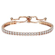 Hollywood Sensation's, Jaime Cubic Zirconia Tennis Bracelet is a dainty delicate piece of jewelry that will give you just a hint of something with a lot of shine! Adjustable up to 8.5 Inches 43 AAA+ Cubic Zircon 18k Gold Plated Sliding Ball Closure Imported 100% Satisfaction Guarantee Return Policy Gift Box Included FREE SHIPPING Orders Ship Same to Next Business Day Via USPS First Class Mail BEAUTIFUL CUBIC ZIRCONIA TENNIS BRACELET– This stunning piece of jewelry features Adjustable Tennis Brac Woman In Gold, Cubic Zirconia Bracelet, Gold Bangle Bracelet, Exclusive Jewelry, Elastic Bracelet, Colorful Bracelets, Wedding Bracelet, Tennis Bracelet, Gold Gold