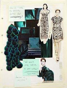 a collage of fashion images with words written on them and pictures in the background