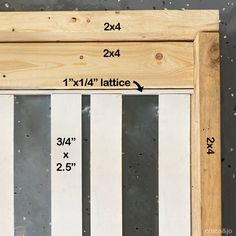 the measurements for an old window frame are shown in black and white striped wood,