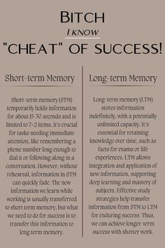 Curious about how short-term memory differs from long-term memory? 🧠 This pin breaks it all down for you! Learn about how these two types of memory work, their key differences, and why they're important for studying and everyday life. Perfect for students and anyone interested in understanding how our brains store information. Save this pin for some insightful learning! Follow our page for the continuation of this series. 📚 #Memory #StudyTips #BackToSchool #Learning #Education #Academic How To Memorize Better, Long Term Memory Tips, Ted Talks For Students, Study Facts, Study Method, Study Stuff, School Study Ideas