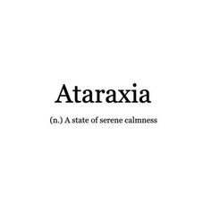 the words ataraxi in black and white on a white background, with an image of