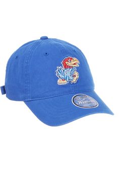 Dress like the most fashionable fan around with this Kansas Jayhawks  Womens Blue Girlfriend Adjustable Hat! This KU Jayhawks Womens Adjustable Hat features a embroidered logo on front. This adjustable cap features a washed finish and an adjustable strap on the back to create the perfect fit, so now everyone will know how much you love your Jayhawks. Go KU Jayhawks! 100% Cotton, Imported Team-colored Cotton Hats With Curved Brim, Cotton Fan Merchandise Cap, Cotton Cap For Fan Merchandise, Cotton Sports Fan Hat With Curved Brim, Blue Baseball Cap With Embroidered Logo For Fans, Game Day Cotton Hat With Embroidered Logo, Team-colored Cotton Hat With Embroidered Logo, Blue Cotton Sports Hat, Blue Cotton Hat For Sports Events