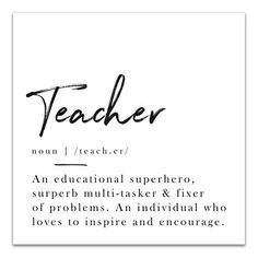 the teacher definition is shown in black and white