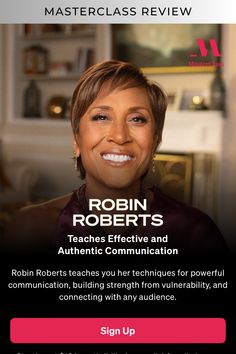 robin roberts's profile on the cover of her book, masterclasss review