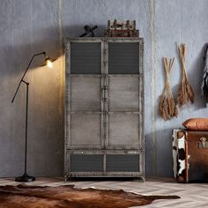 Bernz Cabinet Valyou Furniture Rotating Cabinet, Tall Dressers, Industrial Lockers, Antique Hutch, Modern Industrial Furniture, Hutch Cabinet, Home Bar Rooms, Cold Rolled Steel, Basement House