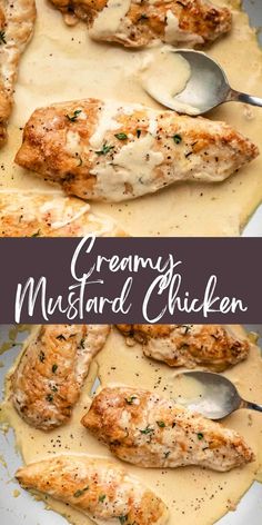 creamy mustard chicken is served in a white sauce