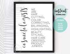 a black and white poster with the words we are hair cutting, correcting, highlighting,