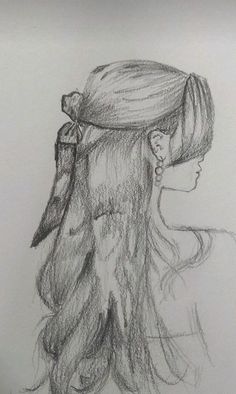 Pretty Girl Drawing Sketching, Sketch Ideas Simple, Fashion Sketches Pencil, Body Drawing Aesthetic, Women Drawing Body Sketches, Long Hair Sketch, Place Sketch, Trend Drawing, Sketch Of Girl