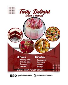 a flyer for a cake and dessert shop