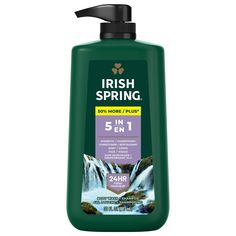 Smell like you came from a nice-smelling place with Irish Spring Body Wash for Men. Irish Spring 5 in 1 mens body wash helps retain the skin’s natural moisture while keeping you fresh for 24 hours. The body wash men packaging refresh is all part of our master plan to bring the amazing places you love to smell straight to your bathroom. Use this Irish Spring body wash pump as a face wash, body wash, shampoo, or conditioner and keep the fresh smell going all day long. Packaging contains recycled c Self Care Products Hygiene Body Wash, Body Wash Men, Irish Spring Body Wash, Body Wash For Men, Transition Ideas, Mens Body, Mens Body Wash, Irish Spring, Freebies By Mail