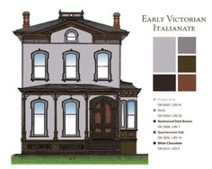 an image of a house that is color scheme for the front and side of it