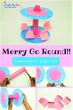 paper plate and paper roll merry go round craft for kids with instructions to make it