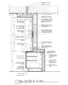 an architectural drawing showing the details for a wall section