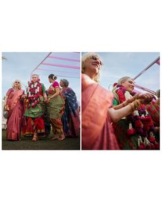 several women dressed in colorful sari are standing together