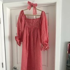 Reposhing This Item I Purchased From @Rose_fir. Loved It, But Ready To Rotate For Something New. Questions? Leave A Comment Below! Long Sleeve Gingham Dress For Brunch, Long Sleeve Gingham Dress For Picnic, Red Gingham Dress, Gingham Linen, White Linen Dresses, Juicy Couture Charms, Linen Midi Dress, Feather Dress, Linen Skirt