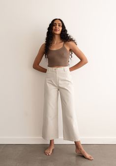 This sale item is final sale. Our favorite foundational trousers are back in a new 100% cotton twill. Designed with a flattering high rise that is fitted through the hips and opens to a comfortable wide leg hem. The new easy, everyday, go with anything trouser. Cut from a new OEKO Tex Certified 100% cotton twill. Garment dyed to reduce shrink and add some softness with a slightly washed finish. Machine wash cold, line dry.Made in India by our Fair Trade Certified partners. We list actual garment Everyday Cotton Wide-leg Pants, Cotton Wide Leg Pants For Everyday In Spring, Effortless Wide Leg Everyday Bottoms, Everyday Cotton Wide Leg Pants For Spring, Cotton Wide Leg Pants For Everyday Spring Wear, Versatile Cropped Leg Cotton Pants, Cotton Wide Leg Bottoms For Everyday, Versatile Cropped Wide Leg Cotton Pants, Wide Leg Cotton Bottoms For Everyday