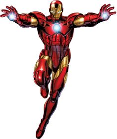 an iron man running with his arms outstretched