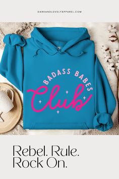 Unleash your inner 'Badass Babe' with our GRL PWR hoodie from Dark & Lovely Apparel! This graphic hoodie is perfect for the ultimate girly baddie that craves comfort, style, and attitude. Don't miss out on being the trendsetter among your friends. Grab yours now! Girly Hoodie, Funny Girly Quote, Join The Club, Hoodie Cozy, Baggy Clothes