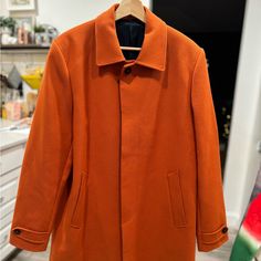 Never Used Without Tags. H&M Coat In Orange, Size 44r 4 Button Closure; Slash Pockets At Front; 2 Inside Pockets 42 Inches From Collar To Seam. Fully Lined. 52% Cotton, 31% Polyester, 17% Wool Fits Like A Large/Xl H&m Jackets, Trench Coats, Orange Red, Inside Pocket, Trench Coat, Mens Jackets, H&m, Jackets & Coats, Man Shop