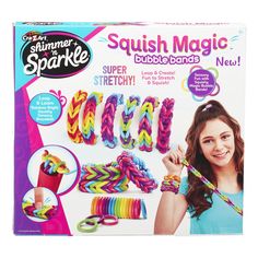 PRICES MAY VARY. Shimmer ‘n Sparkle Squish Magic Bubble Bands is a sensory squishy fun jewelry kit Make your own Rainbow bright bubble bands Create so many styles, mix & match fun to wear and fun to share Squish Magic Bubble Bands comes with everything needed to make wearable ASMR jewelry – 2 looms, weaving hook, squishy bands and C hooks Sensory squishy fun! Rainbow bright bubble bands is great for ages 6 and up Rainbow Loom Easy, Looms Weaving, Jewelry Kit, Loom Band, Rainbow Bright, Fun Jewelry, Loom Bands, Presents For Kids, Jewelry Kits