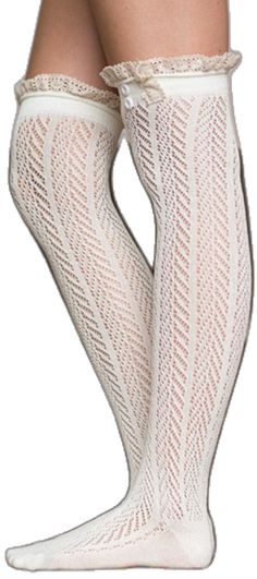 Trendy Fitted Knee-high Stockings, Trendy Stretch White Stockings, Trendy White Stretch Stockings, Trendy Fitted White Stockings, Trendy Fitted White Legwear, Trendy White Knee-high Stockings, Elegant White Knee-high Hosiery, Trendy White Thigh-high Leg Warmers, Trendy White Thigh High Leg Warmers