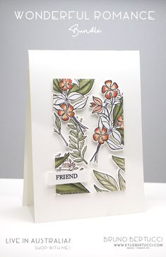 a card with flowers on it and the words, wonderful romance written in black ink