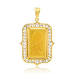 14kk Gold 1 Gram Pamp Suisse 1/2 Ctw. Diamond Pendant 20mmx 15mm. This item comes with original Pamp Assay Certificate to ensure authenticity. Diamond Pendant