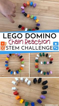 Domino Stem Activities, Lego Activities For Preschoolers, Domino Stem Challenge, Easy Kindergarten Stem Activities, Stem Challenge Preschool, Lego Summer Camp Ideas, Construction Stem Activities, Kids Challenges Activities, Lego Activities Preschool