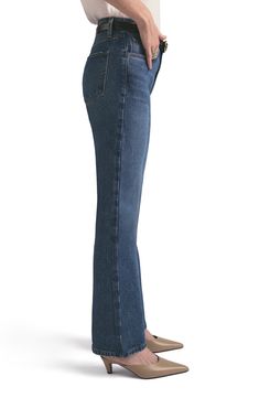 Proportioned to fit a petite frame, these vintage-inspired jeans feature a clean dark-blue wash and full-length bootcut legs for a streamlined, elongated effect. Zip fly with button closure Five-pocket style 59% cotton, 40% lyocell, 1% elastane Machine wash, tumble dry Imported Classic High Rise Denim Blue Flare Jeans, Classic Dark Wash Wide Leg Flare Jeans, Classic Fitted Dark Wash Flare Jeans, Classic High Rise Denim Flare Jeans, Classic Fitted Medium Wash Flare Jeans, Classic Fitted Flare Jeans In Medium Wash, Classic Denim Blue Flare Jeans, Classic High Rise Medium Wash Flare Jeans, Chic Dark Wash Standard Cut Jeans