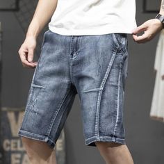 Summer Denim Mens Jeans Plus Size Baggy Cowboy Short Trousers Casual Clothes Jean Clothing  -  GeraldBlack.com Knee-length Jeans With Pockets For Summer, Casual Bermuda Shorts With Built-in Shorts, Above Knee, Dark Wash Knee-length Shorts With Pockets, Knee-length Cotton Jeans For Summer, Blue Knee-length Summer Jeans, Casual Medium Wash Bermuda Knee-length Shorts, Trendy Knee-length Shorts With Pockets, Casual Medium Wash Bermuda Shorts With Pockets, Casual Dark Wash Denim Bermuda Shorts