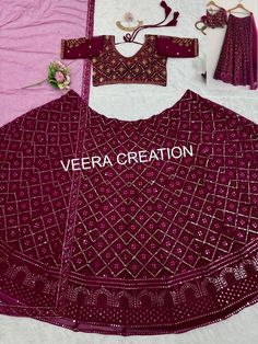 Engagement Wear Heavy Work Purple Color Georgette Lehenga Choli, Floral lehenga for women's, designer bridal Indian Outfits, Wedding Lengha by VeeraCreation19 on Etsy Wedding Lengha, Bridal Indian, Floral Lehenga, Outfits Wedding