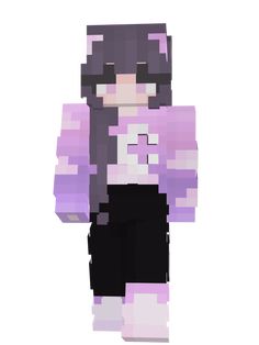 a pixellated image of a woman in purple and black