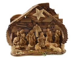 the nativity scene is made out of wood