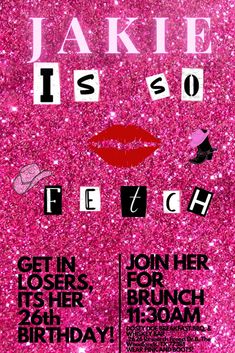 a pink poster with lipstick and words on it