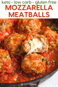 meatballs with tomato sauce in a skillet