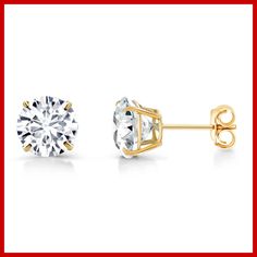 Elevate your style with these timeless 14K yellow gold CZ stud earrings. Featuring dazzling cubic zirconia stones, they offer the look of luxury at an affordable price. Crafted from hypoallergenic 14K gold, they are perfect for sensitive ears and comfortable for all-day wear. Their simple yet elegant design makes them suitable for both everyday outfits and special occasions. Whether you're treating yourself or looking for the perfect gift for a loved one, these gold CZ studs are a versatile addition to any jewelry collection. Ideal for women, men, teens, and anyone who appreciates classic style. 14K Yellow Gold - Made from genuine hypoallergenic gold, perfect for sensitive skin. Dazzling Cubic Zirconia - Features brilliant CZ stones that mimic the sparkle of diamonds. Versatile Design - Su Gold Round Earrings With Prong Setting, Classic Bridal Earrings In 14k Gold With Prong Setting, Classic 14k Gold Bridal Earrings With Prong Setting, White 14k Gold Brilliant Cut Earrings, Brilliant Cut White 14k Gold Earrings, Gold Brilliant Cut Earrings For Anniversary, 14k Gold Round Cut Earrings For Anniversary, Gold Brilliant Cut Earrings, Gold Round Brilliant Cut Earrings