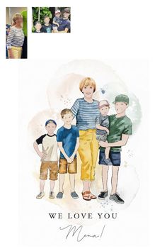 Greeting Card with a custom design of a Grandmother with her grandkids Trendy Art, Custom Greeting Cards, Artist Websites, Diy Blog