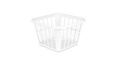 a white plastic basket on a white background