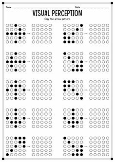 the worksheet for visual recognition is shown in black and white, with dots on it