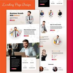 the landing page design for a business website