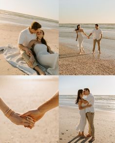 a couple holding hands and walking on the beach