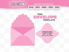 a pink envelope with the text, svg epsp png and dxf