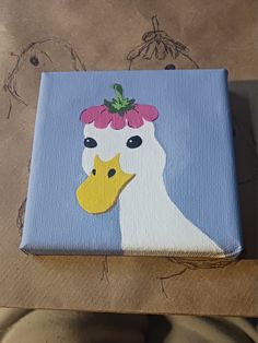 a painting of a duck with a hat on it's head